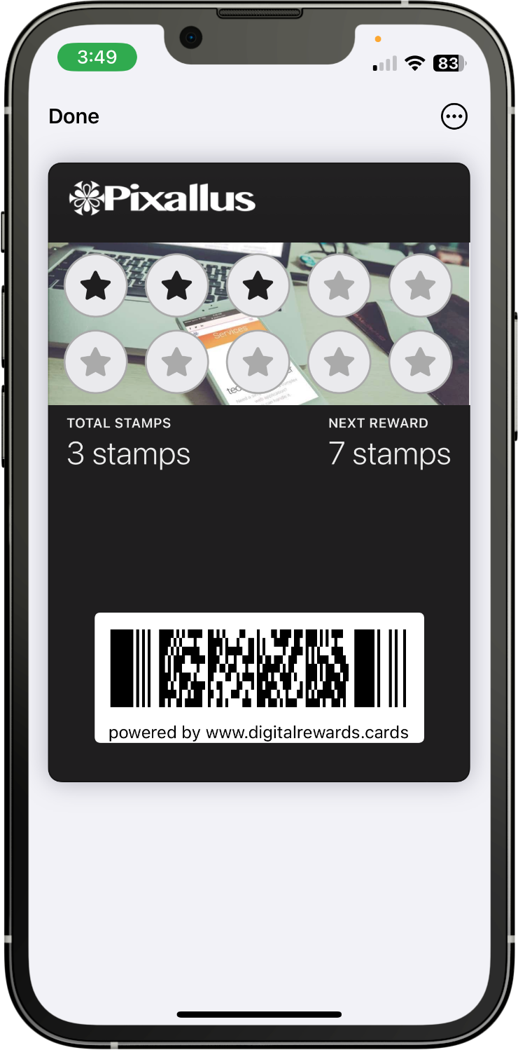 DRC - Pixallus Stamp Card - iphone mockup