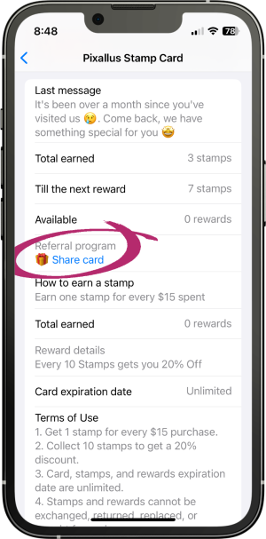 Digital Rewards Cards (DRC) - Referral steps1 - circle marker